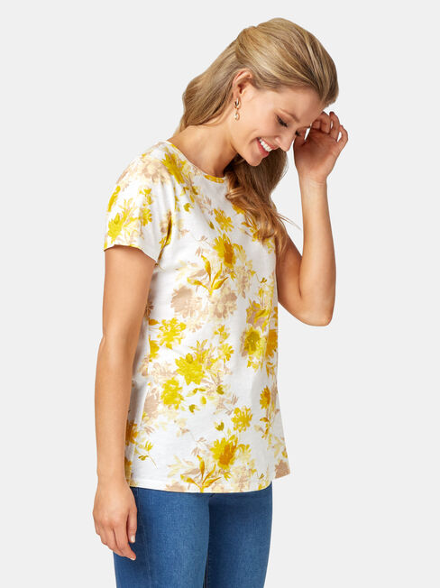 Zara Floral Printed Tee, Floral, hi-res