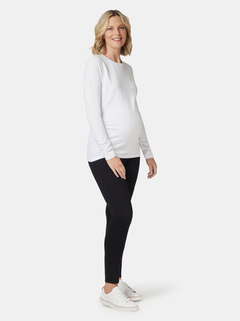 Natalie Maternity Long Sleeve Top, White, hi-res