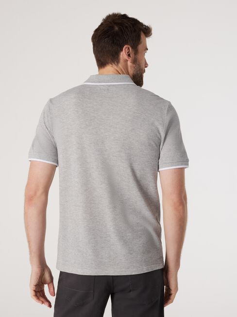 Nash Tipped Short Sleeve Polo, Grey, hi-res