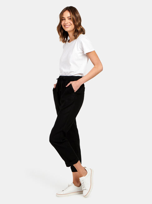 Linen Blend Pant, Black, hi-res