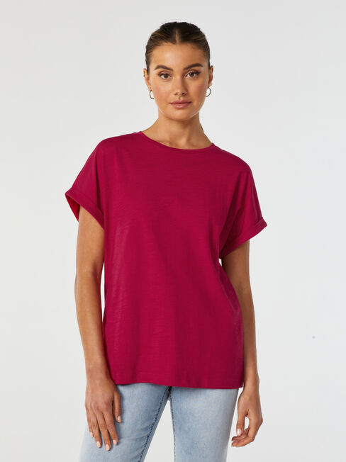 Drop Shoulder Tee, Rose, hi-res