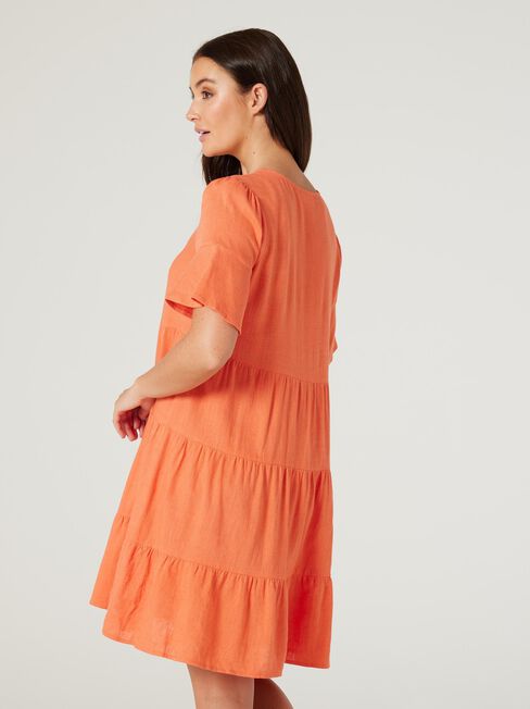 Lilah Tiered Dress, Orange, hi-res