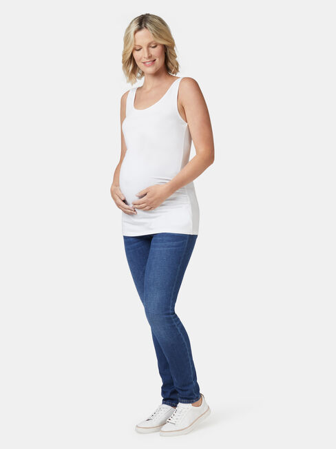 Lola Maternity Cotton Basic Tank, White, hi-res