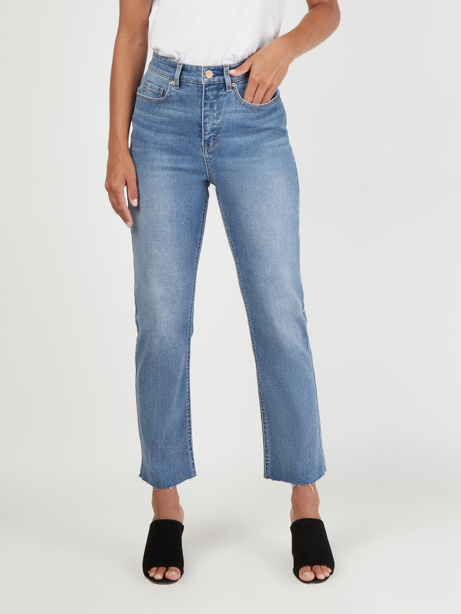 High waist straight leg jean top